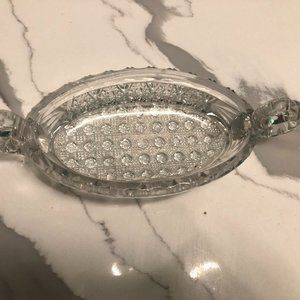 Imperial Vintage 1937 Nucut Glass Crystal Two Handled #495 Nut Dish